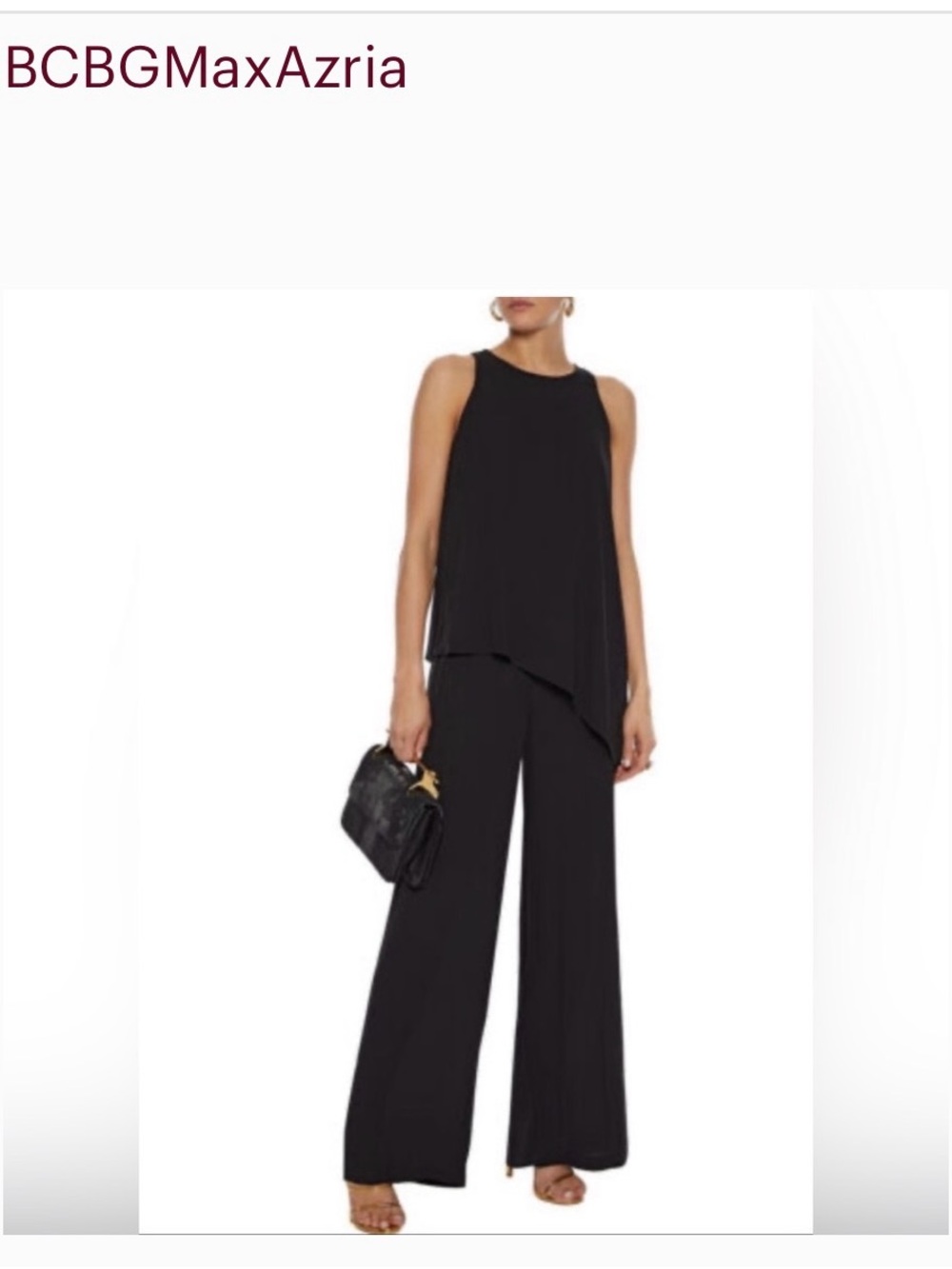 BCBGMaxAzria Black Sleeveless Wide-Leg Jumpsuit size Xx’s